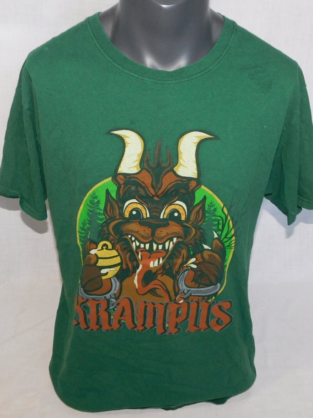 Lootcreat Lootwear Krampus Graphic T Shirt Green Christmas Monster Mens L